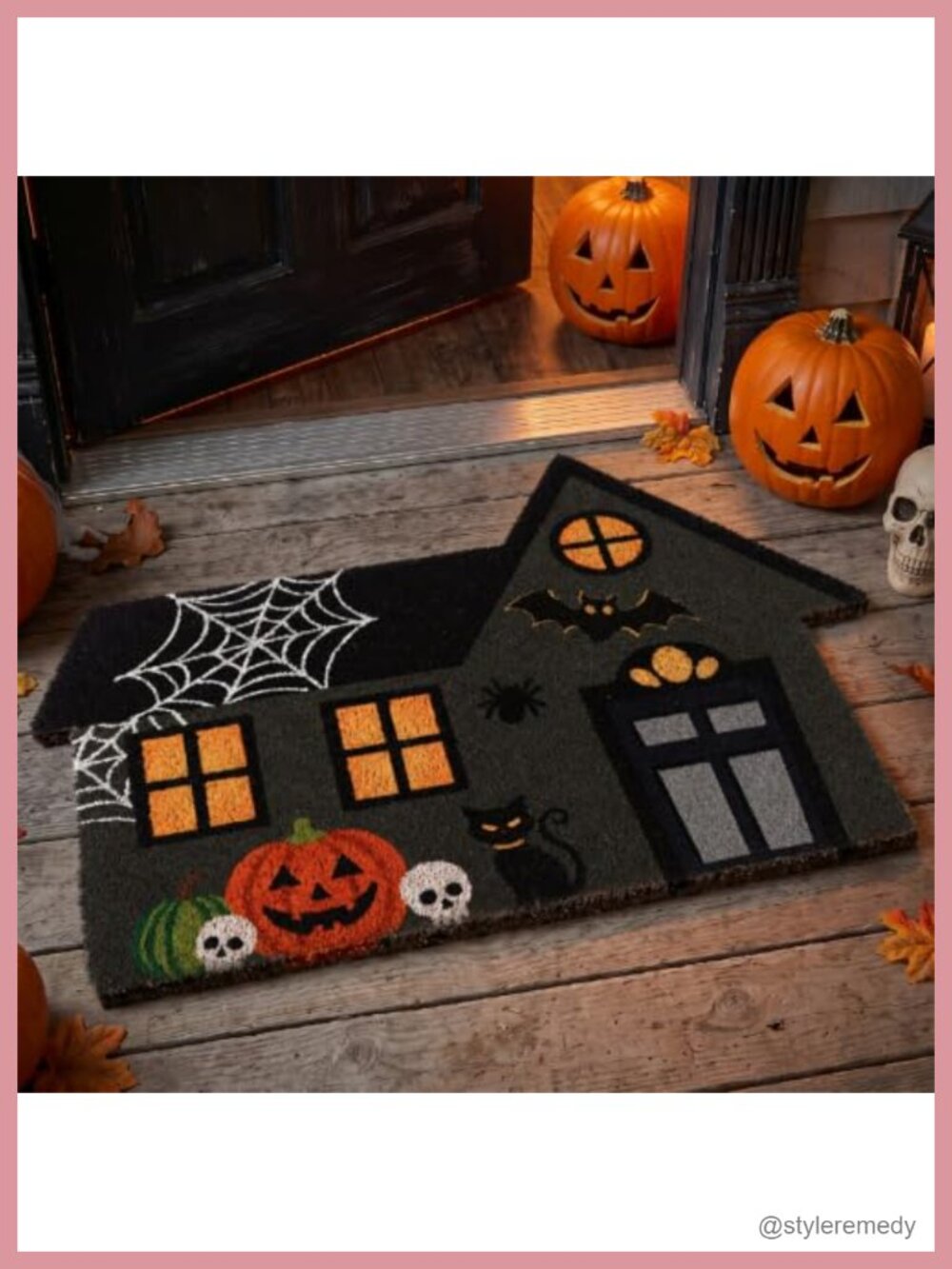 Halloween Coir Doormat Haunted House Welcome Mat Non-Slip